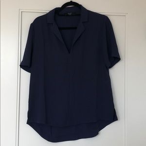 Brass Clothing Short Sleeve Notched Collar Blouse